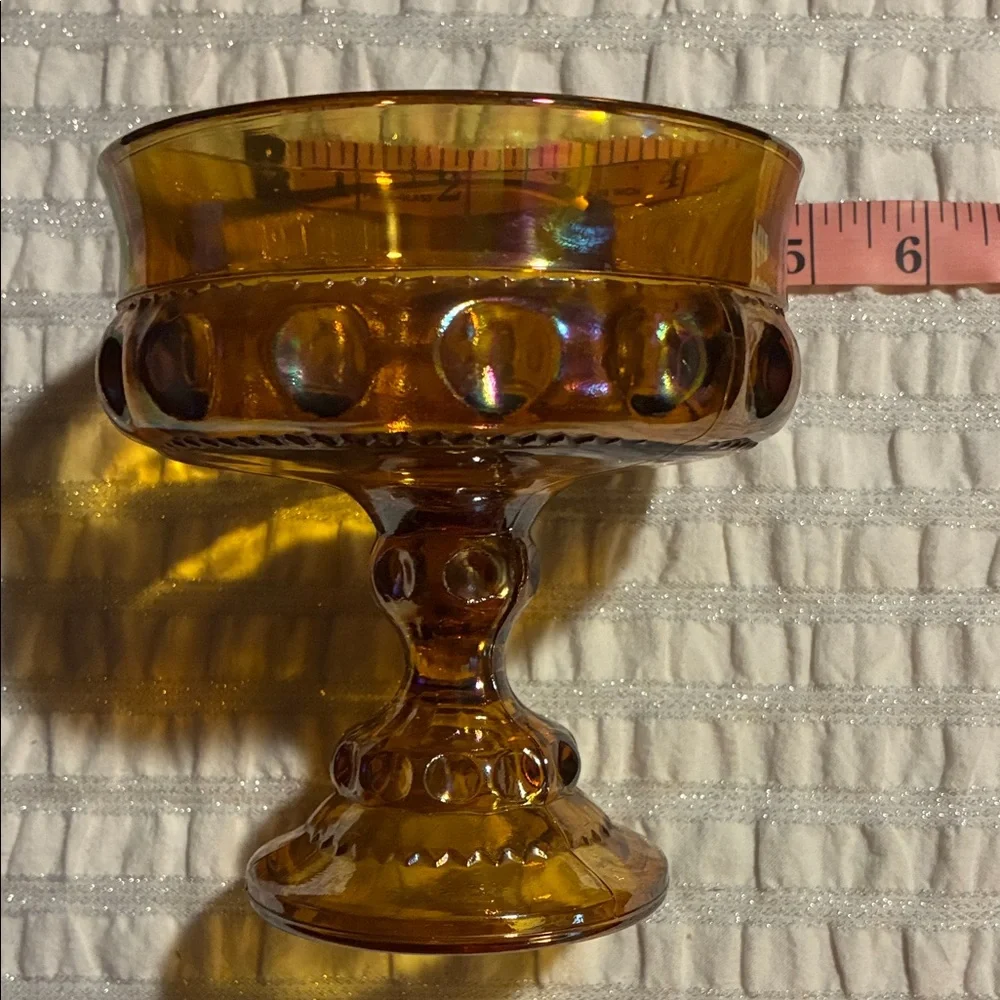 Amber Carnival Glass Compote Dish - Picture 6 of 7